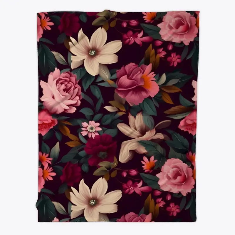 Colorful Flowers Fleece Blanket